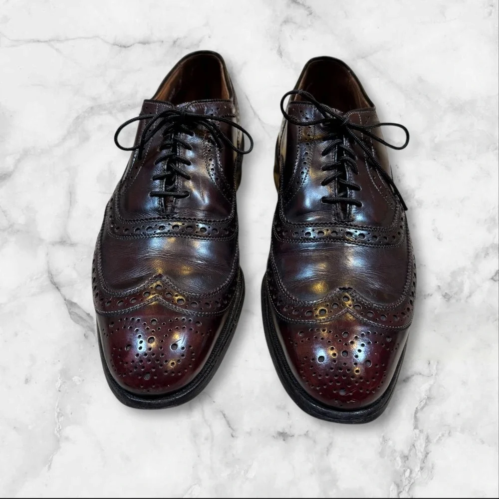 Allen Edmonds‎ McAllister Wingtip Oxford Shoes Burgundy Leather Men Size 8 C